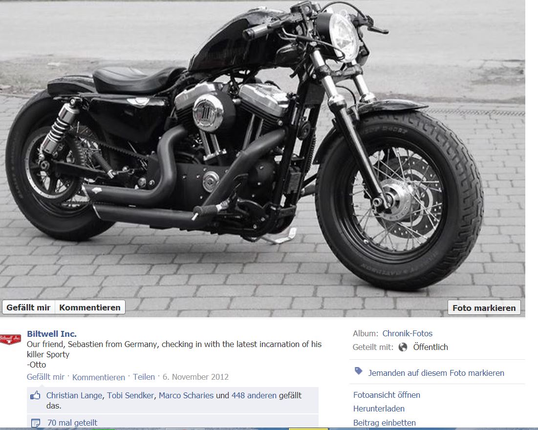 Screenshot des Biltwell-Facebook-Beitrags zur Forty Eight