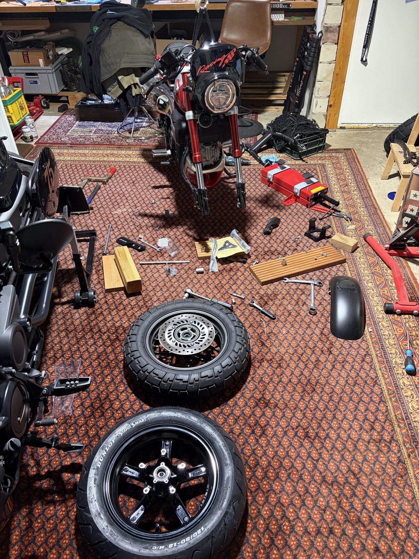 Umbau der Sport Monkey mit ausgebautem Vorderrad