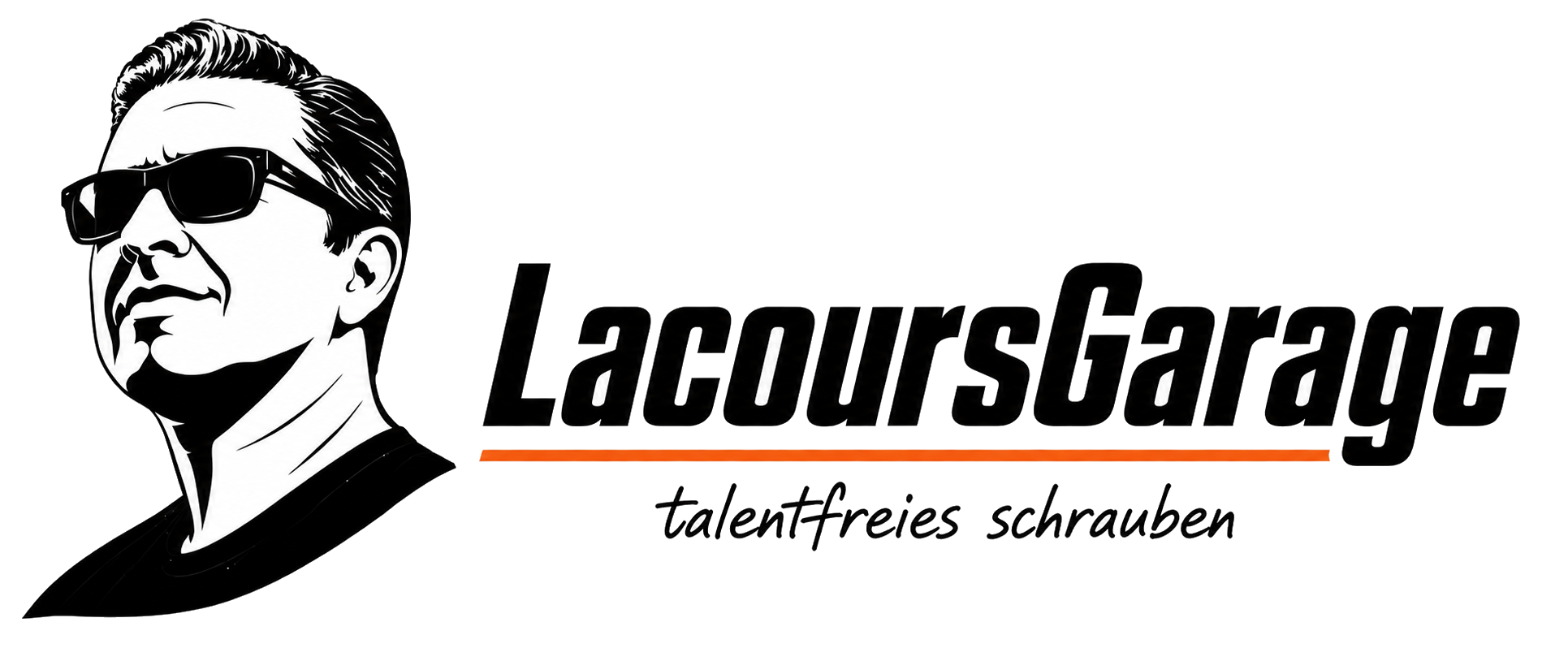 LacoursGarage – Logo mit Porträt von Sebastian Lacour