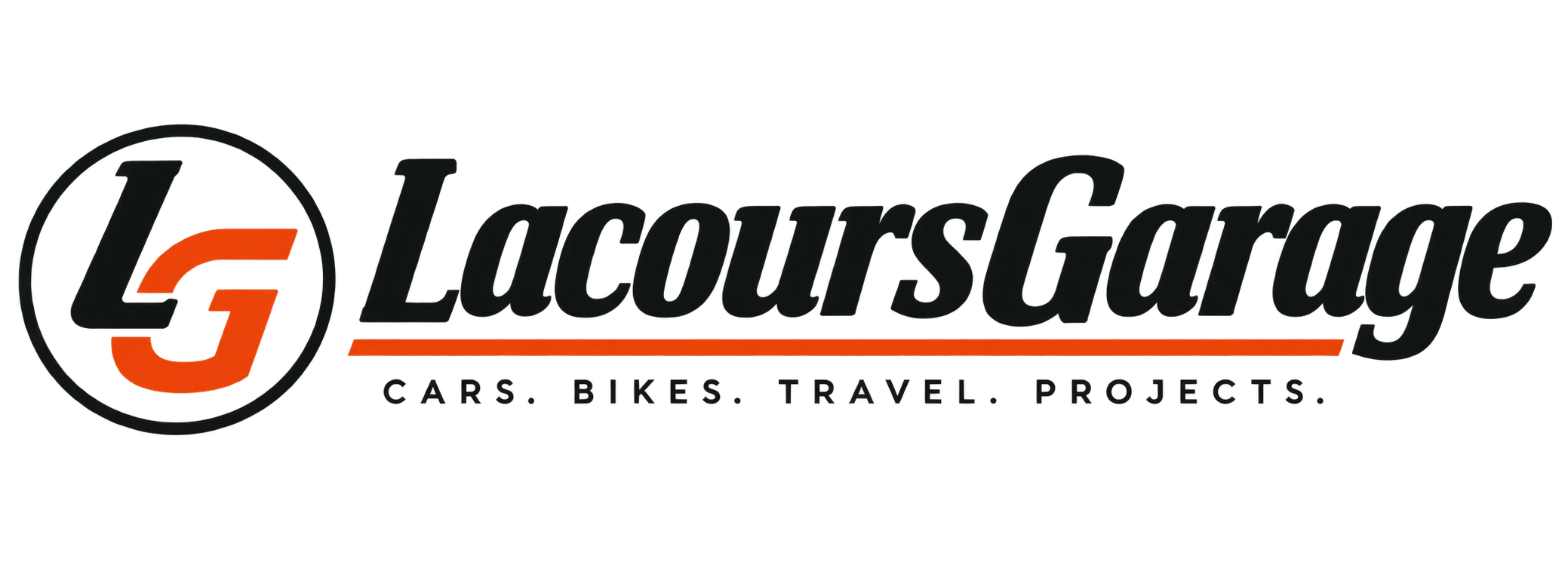 LacoursGarage – Logo mit schwarzem L und orangem G